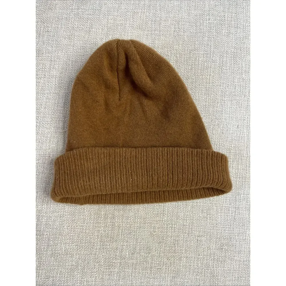 Duluth Trading Alaskan Hardgear 100% Wool Beanie Hat OS Knit Winter Camel Brown